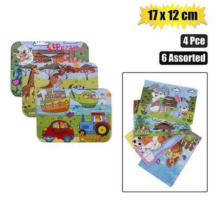 Puzzle Wooden In Tin Box 16X11Cm 12Pcs
