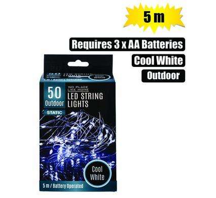 Light Fairy Led-50X Cool Wht 5M O-Dr B/O