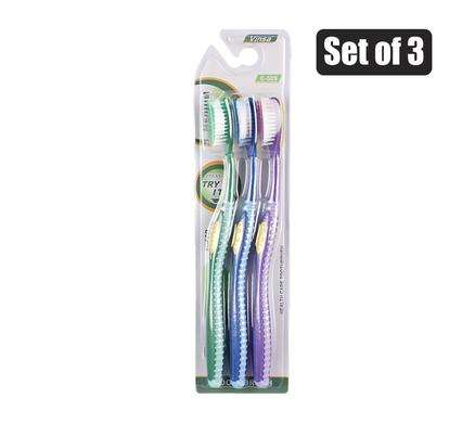 Tooth Brush Adult 3Pce Asstd Colours