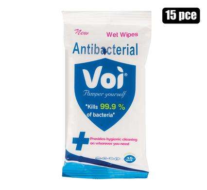 Voi Hand-Wipes Cleanser 15Pce Antibact