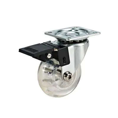 Castor, Swivel, Clear, Polyurethane, with Brake, 50mm