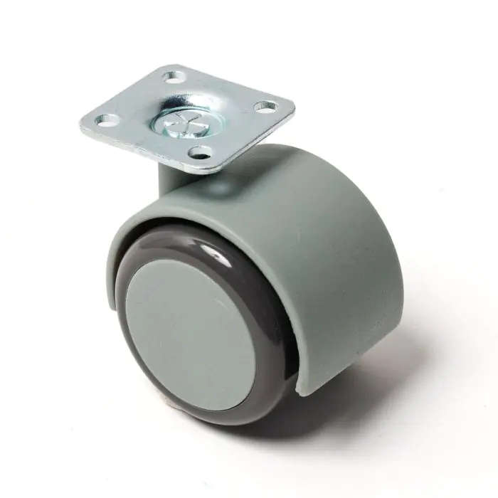 Twin Castor, with Square Plate, Grey, 50mm