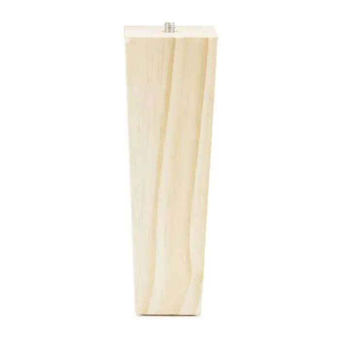 Bunfoot with M8 Bolt, Tapered, H200mm x 65mm, Raw Pine