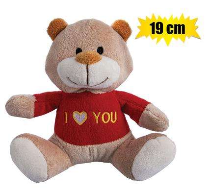 Plush Love Bear Brown & Red 19Cm