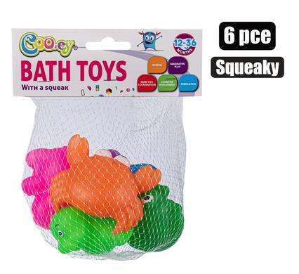 Baby Bath Bud Vinyl Toys Squeak 6Pc