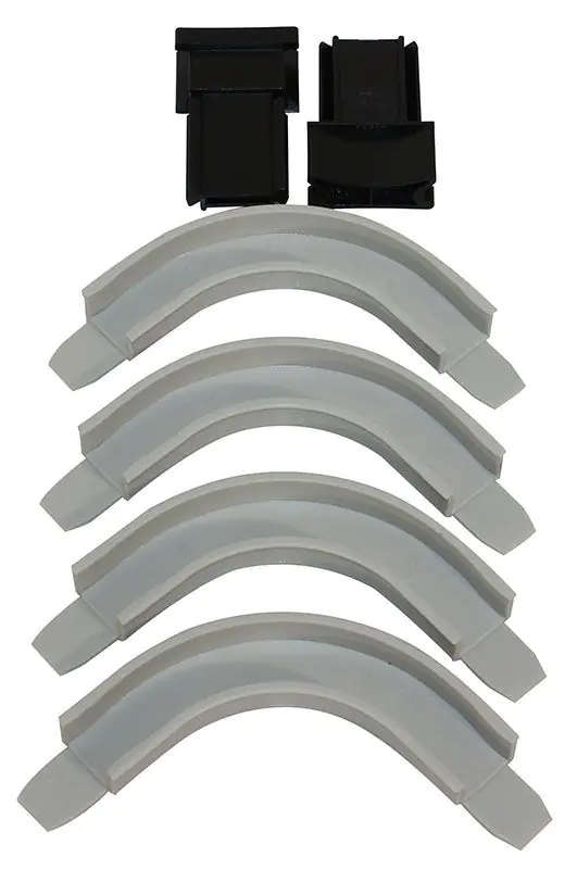 Roller Shutter Handle Guides with 4 90° Corner Tracks, Grey