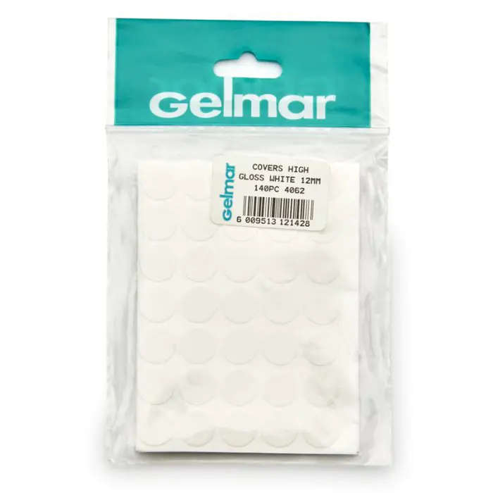Hole Covers, High Gloss White, 12mm, 140 Pieces