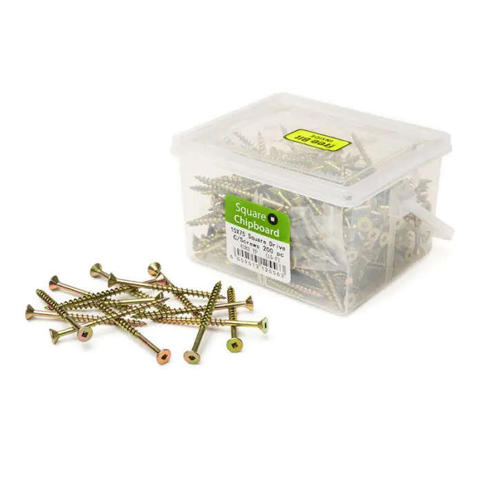 Chipboard Screws, Square, No.10, 5mm x 75mm, 200 Pieces