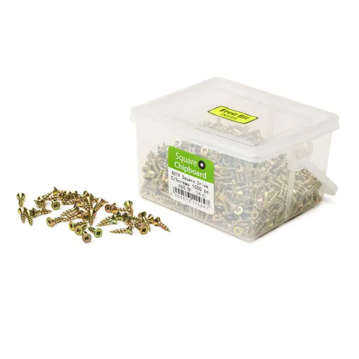 Chipboard Screws, Square, No.8, 4mm x 19mm, 1000 Pieces