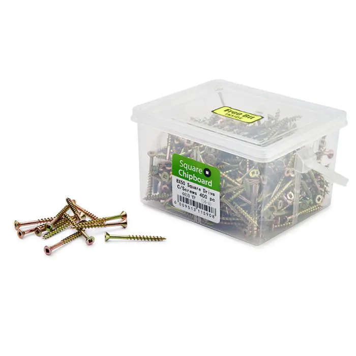 Chipboard Screws, Square, No.8, 4mm x 50mm, 400 Pieces