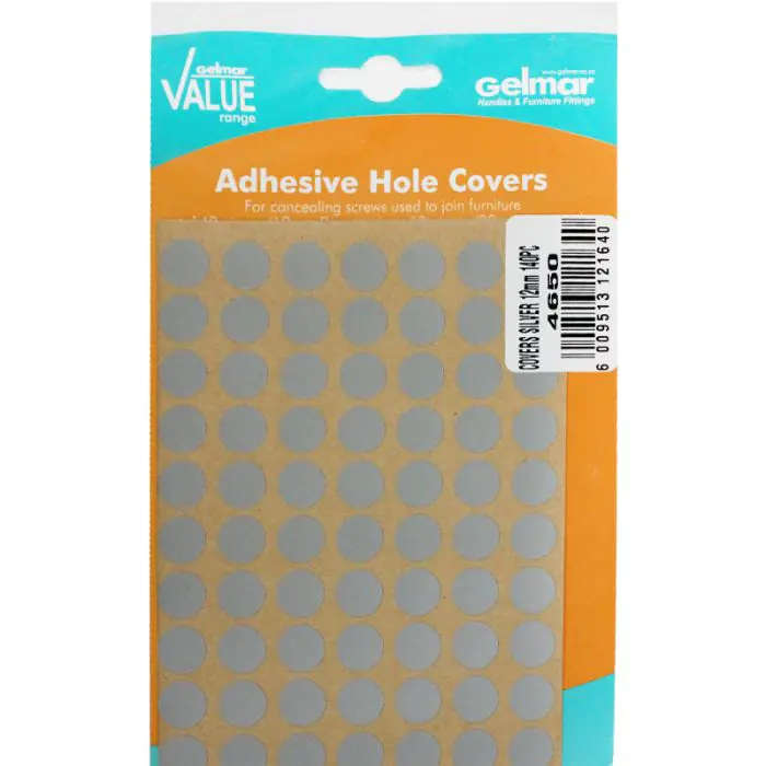Hole Covers, Silver, 12mm, 140 Pieces