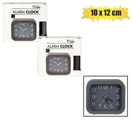 Clock Alarm Pl Square 10X12Cm Asstd