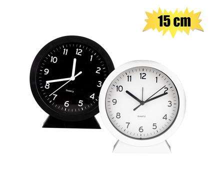 Clock Alarm Pl Rnd On Stand 15Cm Asstd