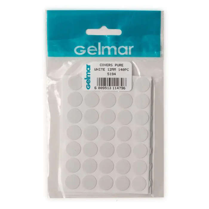 Hole Covers, Pure White, 12mm, 140 Pieces