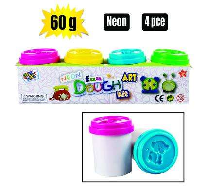 Edu Play Dough Neon Tube 60G 4Pc