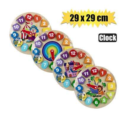 Edu Wood Block Clock 29X29Cm