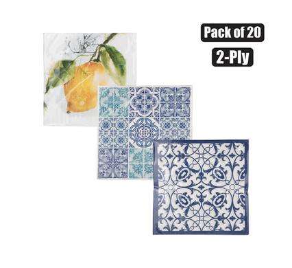 Serviettes 2Ply 33Cm 20Pc Mediterranean