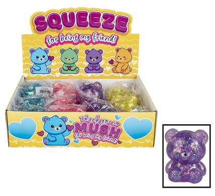 Novelty Squeeze Bear Glitter Asst 5Cm