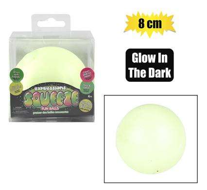 Novelty Ball Stress Glow In Dark, 8Cm