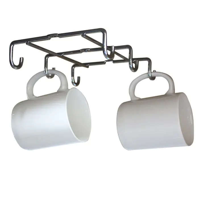 Mug Holder, 6 Hook, Chrome Plated