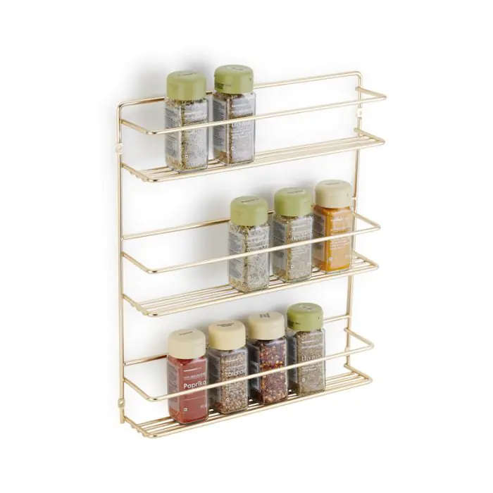 Spice Rack, 3 Tier, Brushed Gold