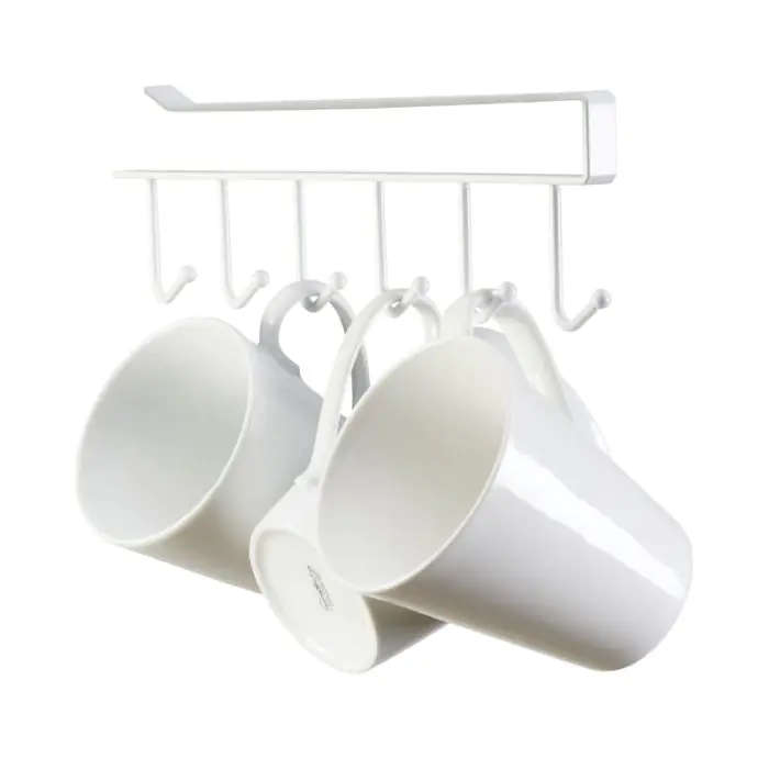 Mug Holder, 6 Hook, White
