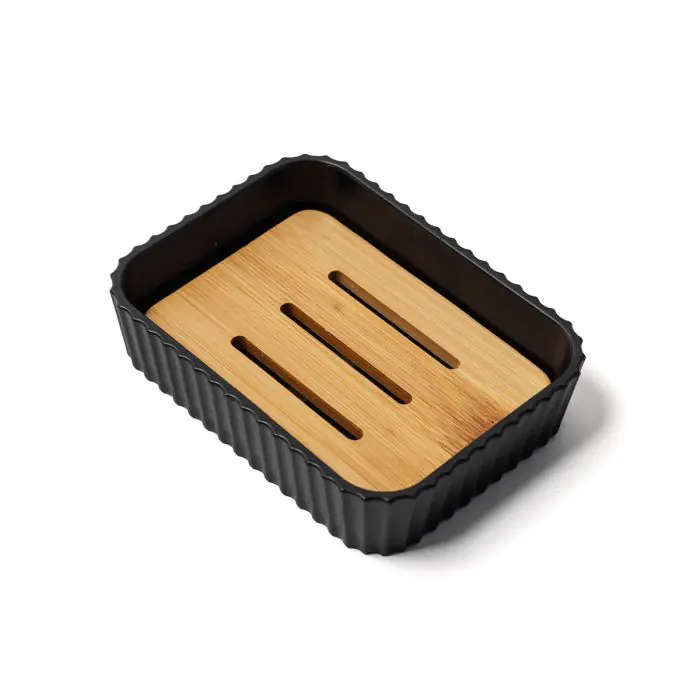 Soap Dish, Black, Bamboo