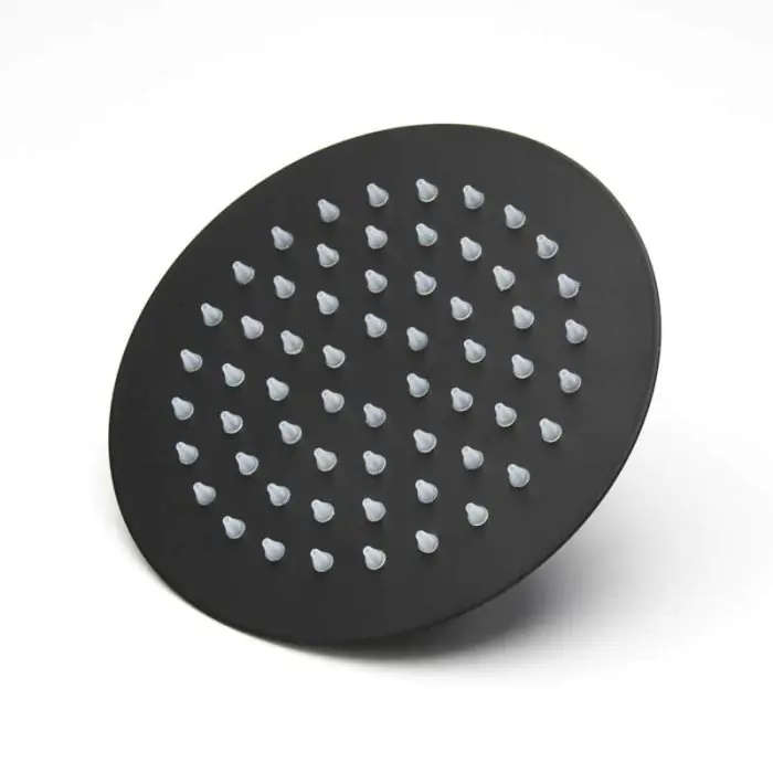 Shower Rose, Round, Black, 150mm