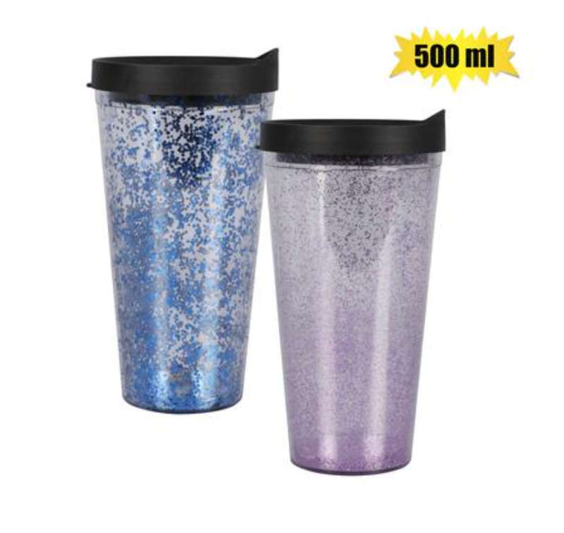 TUMBLER GLITTER FLIP LID 500ml