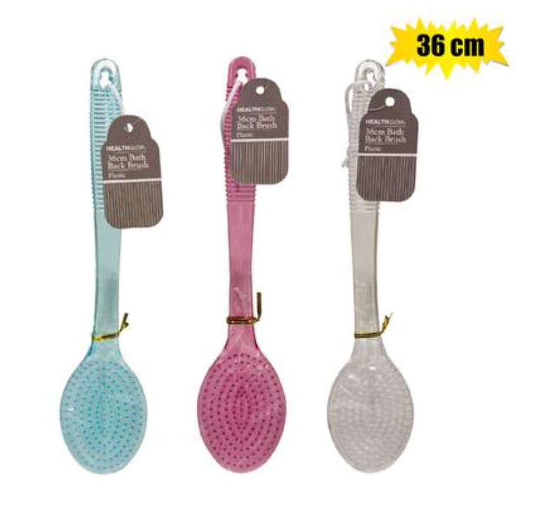Bath Basics Bristle Brush Pl Handle 36Cm