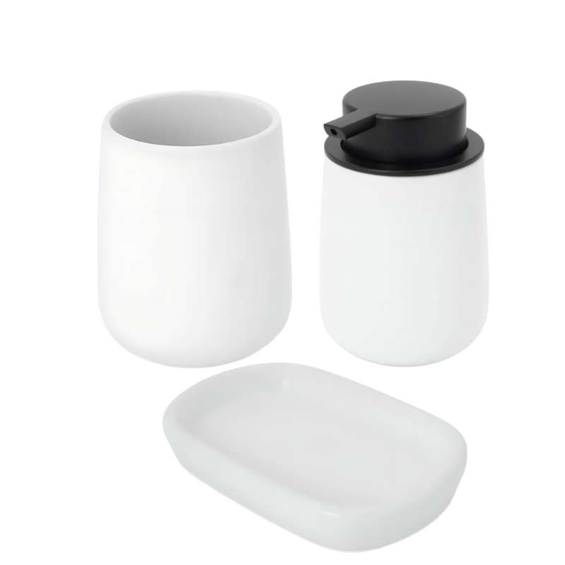 Bath Set, Dolomite White, 3 Pieces