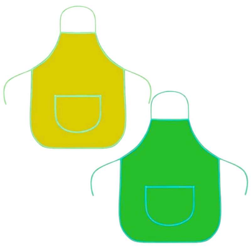 2-Pack Plastic Kids Apron ( Green and Yellow)