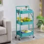 3 Tier Metal Rolling Cart Utility Cart-Blue