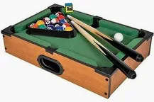 Kids Mini Wooden Table Top Pool Play Set Felt Surfaces Snooker Game