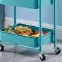 3 Tier Metal Rolling Cart Utility Cart-Blue