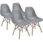 4 x Wooden Leg Chairs - Grey