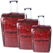 Red Pu Leather Luggage Set
