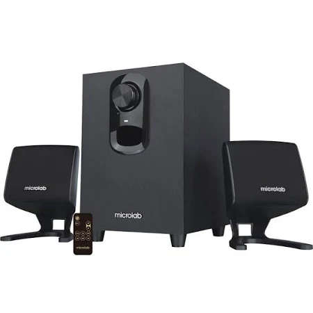 MICROLAB JUST LISTEN 2.1 SUB HOOFER SPEAKER WITH REMOTE CONTROL AND USB PORT