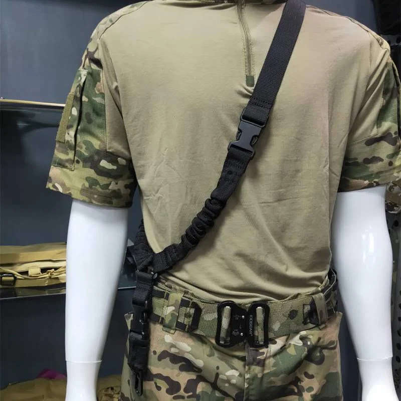 ONE POINT RIFLE SLING TACTICAL GUN SLING SHOULDER BELT STRAP (BLACK)