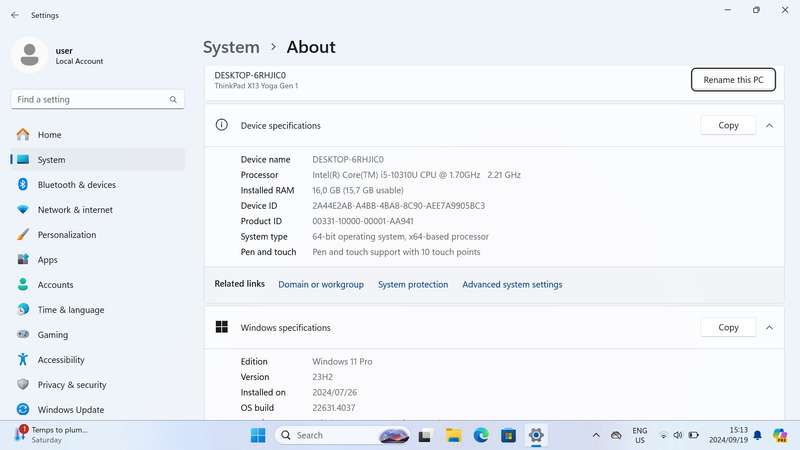 Lenovo ThinkPad X13 Yoga Gen 1 13,3-Inch 2.50GHz "Core i7" 16GB RAM 256GB SSD | Cracked Screen | ...