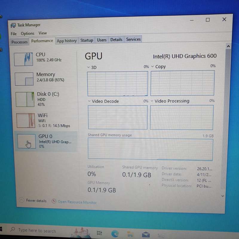 Dell Inspiron 15-3573 "Celeron N4000" 1.10GHz 4GB RAM 516GB HHD Casing Damaged Black