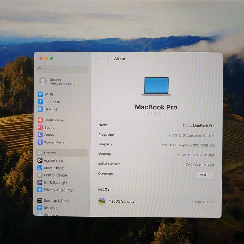 MacBook Pro 16-Inch "Core i7" 2.6 GHz (2019) 16GB RAM 512GB SSD Space Grey (12 Month Warranty)