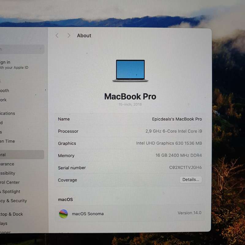 MacBook Pro 15-Inch "Core i9" 2.9 GHz (TouchBar, 2018) 16GB RAM 512GB SSD Space Grey (12 Month Wa...