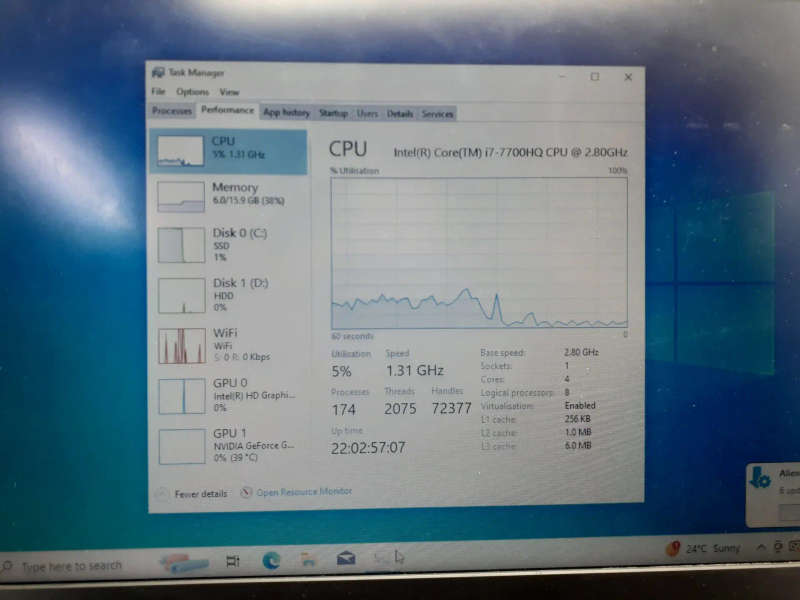 Dell AlienWare 15 R3 "Core i7" 2.8GHz 16GB RAM 1TB HDD And 128GB SSD Cracked Casing Black