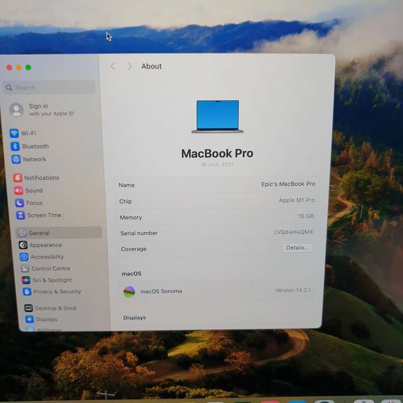 MacBook Pro 16-Inch "M1 Pro" 10 CPU/16 GPU (2021) 16GB RAM 1TB SSD | No Touch ID | Space Grey (12...