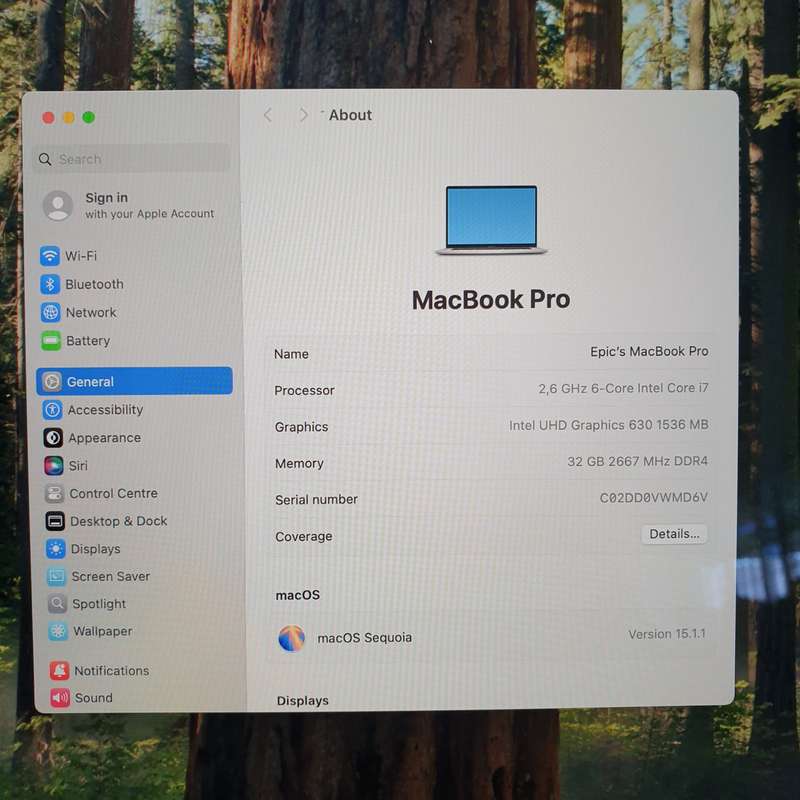 MacBook Pro 16-Inch "Core i7" 2.6 GHz (2019) 32GB RAM 512GB SSD Silver (12 Month Warranty)