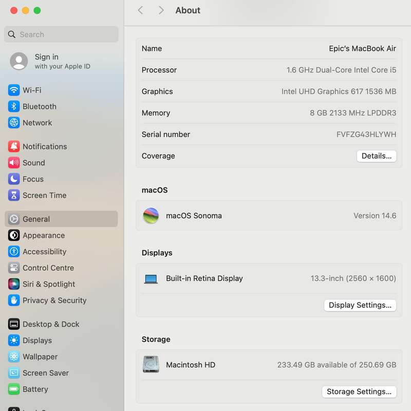 MacBook Air "Core i5" 13-Inch 1.6 GHz (2019) 8GB RAM 256GB SSD Space Gray Bright Spot + Cracked P...