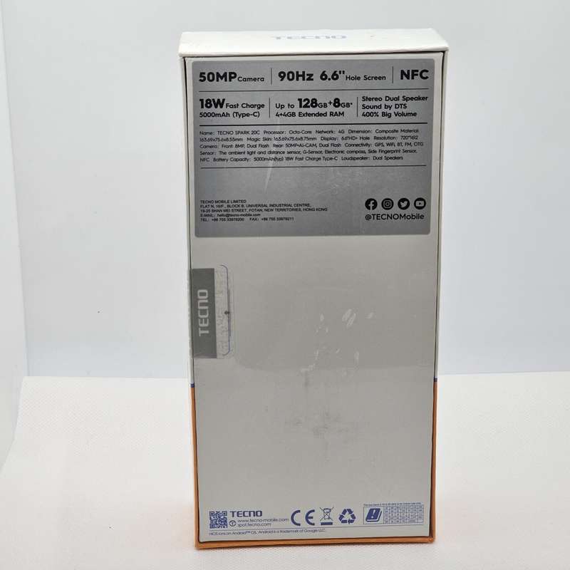 Tecno Spark 20C 128GB Dual Sim Mystery White -