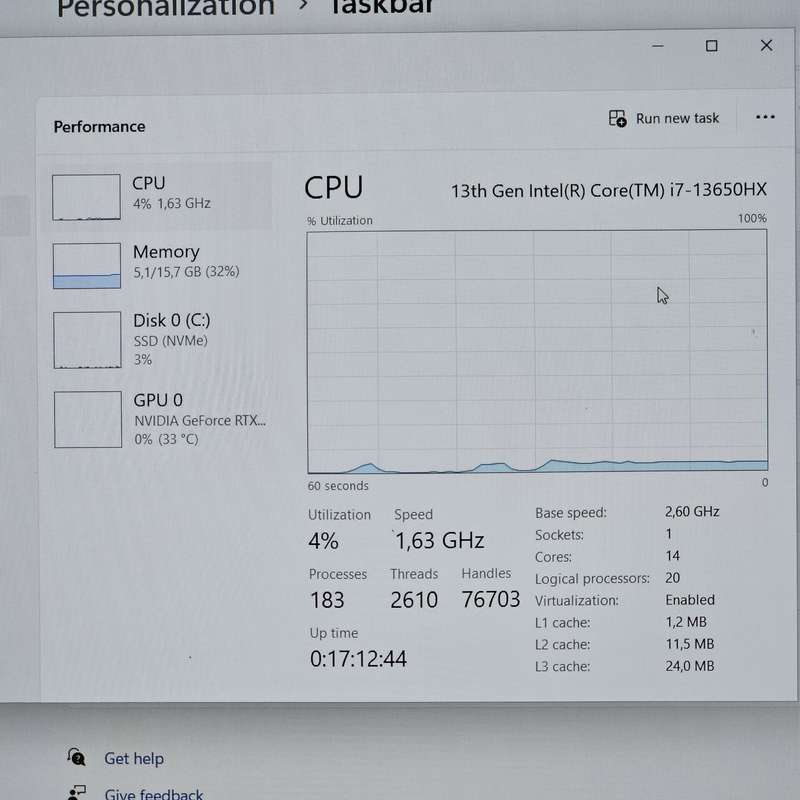 Dell G15 5530 13th Gen Core i7 2.60GHz 16GB RAM 512GB SSD Black (6 Month Warranty)