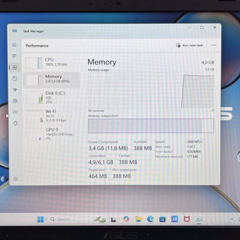 Asus X515M 4GB RAM 256GB SSD Silver (6 Month Warranty)